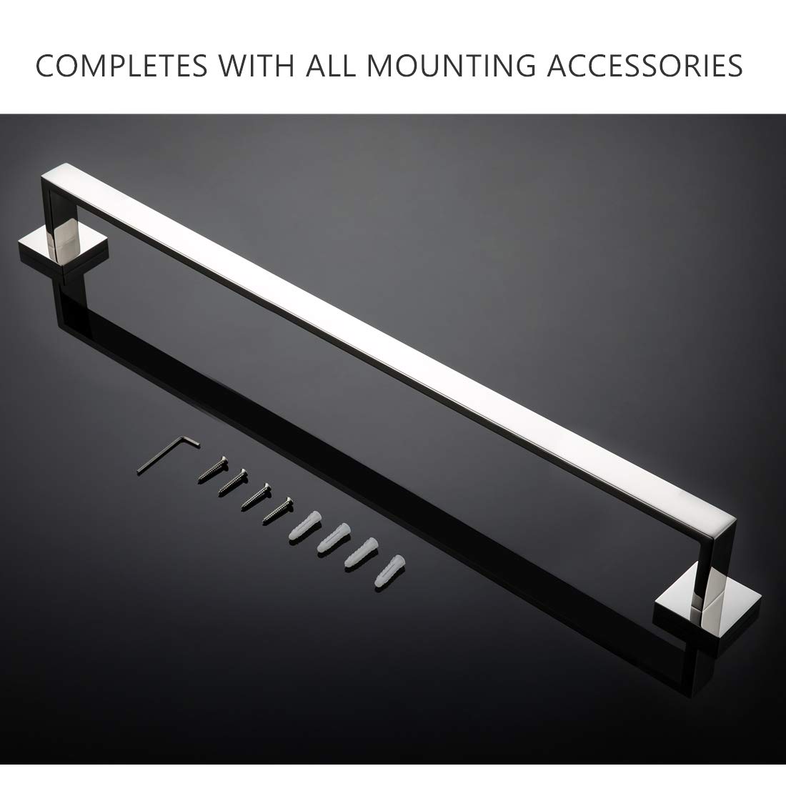 VELIMAX - Set di Accessori da Bagno in Acciaio Inox, Montaggio a Parete, Finitura Lucida Contemporaneo 30" Towel Bar Lucidato.
