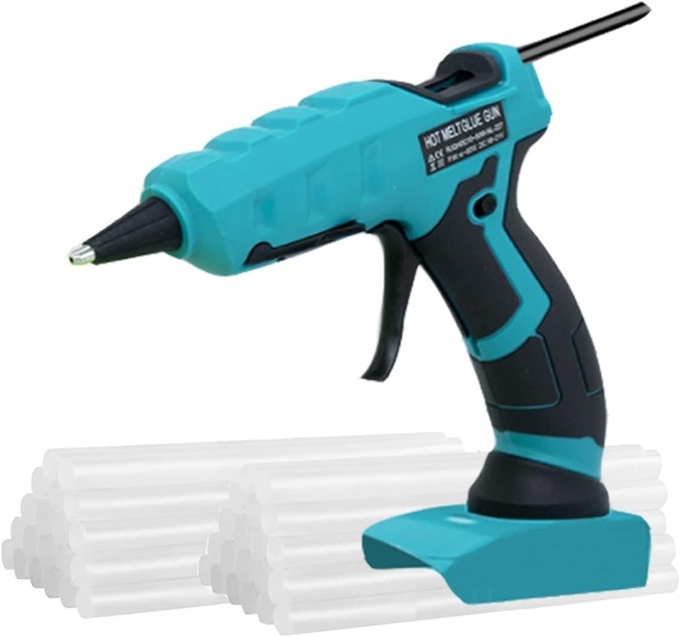 Hot Glue Gun Electric Hot Melt Glue Gun Cordless for Battery Anti-Scald Nozzle DIY Welding Hot Air Gun 7mm Glue Sticks for DIY Arts, Crafts and Quick Repairs(with 60 Glue Sticks-01)