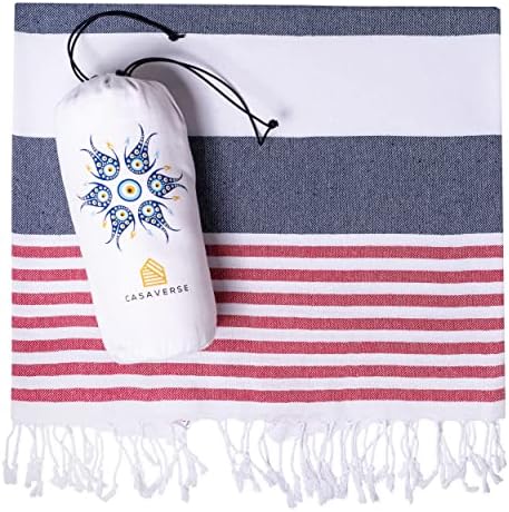 CASAVERSE Turkish Beach Towel, 100% Cotton Quick Dry Sand Free Beach Towels, Travel Turkish Towel