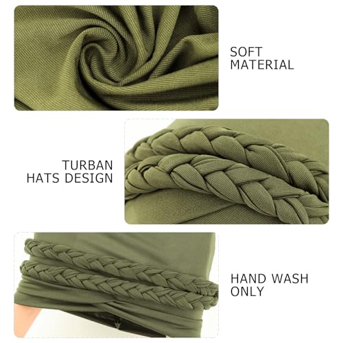 Image of DRESHOW African Women Turban Caps Beanie Twist Headscarf Pre-Tied Double Twisted Braid Hair Cover Wrap Hat Chemo Cancer Cap