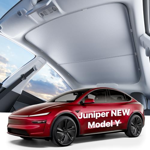 Nmoiss UPF50+ 99% UV Block Roof Sunshade for Tesla Model Y Juniper Accessories, Ice Crystal Cooling Sun Shade with Reinforced Fixing Clips, Reduce Heat & Save EV Battery, Easy Install Sunroof Cover
