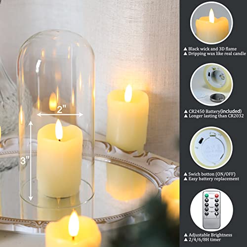 Image of Lezonic Flameless Votive Candles Battery Operated with Remote and Timer, Pack of 6 (D:2 inch X H:3 inch) LED Ivory White Long Lasting Flickering Wax Candles with Realistic 3D Flame