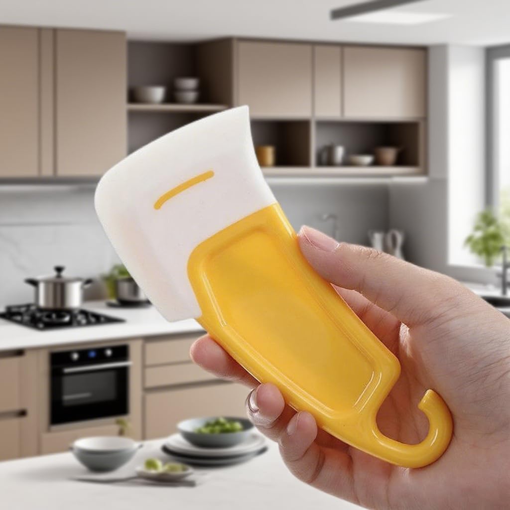 Kitchen Cleaning Soft Scraper,A Cleaning Brush for Oil Stains on The Bottom of Pots, Plates and Stoves,Yellow and White