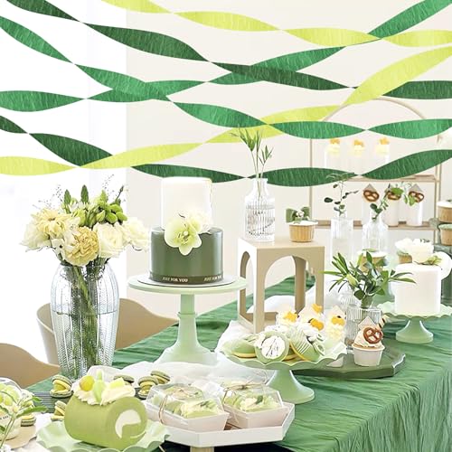 Image of Green Streamers Party Decorations, 6 Rolls Crepe Paper for St Patricks Day Decorations Wedding Birthday Baby Shower Decorations Craft Supplies(1.8 Inch x 82Ft /Roll)