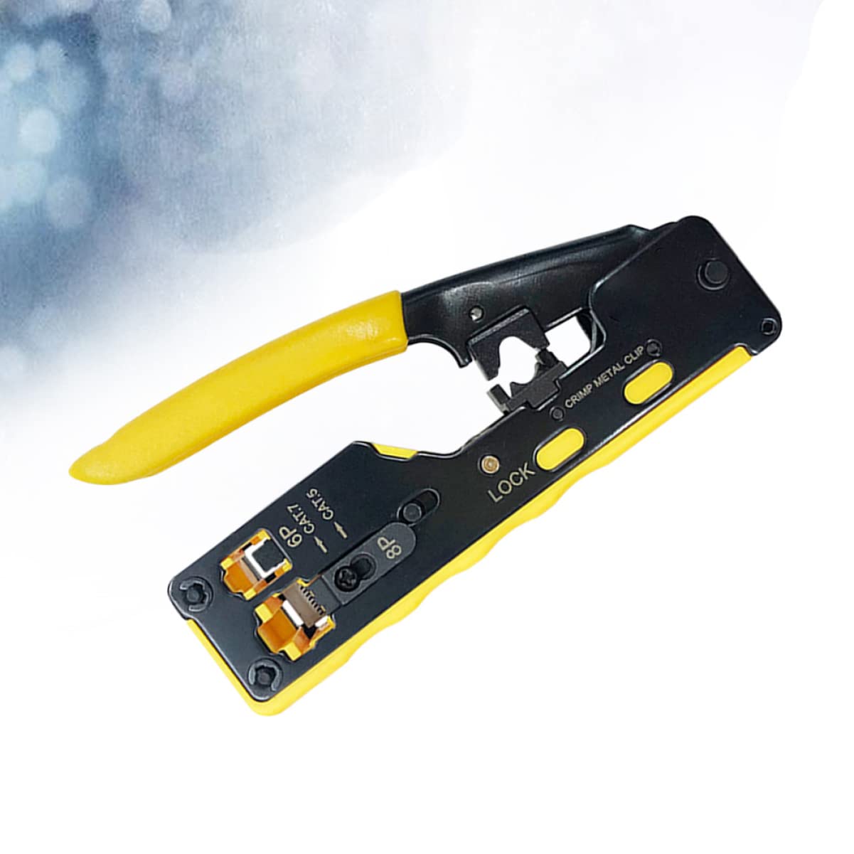Pinza Crimpatrice Rete Cat 7 a Foro Passante, Doppio Uso | Sgancio Rapido a Cricchetto Cavità 6p/8p Acciaio Utensile e Abs per Rj-12 , Rj-11 e Rj-45