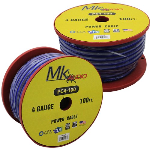 Mk Audio PC4-100BL 4 Gauge Spool Multi-Strand 100 Feet Power Wire Cable (Blue)