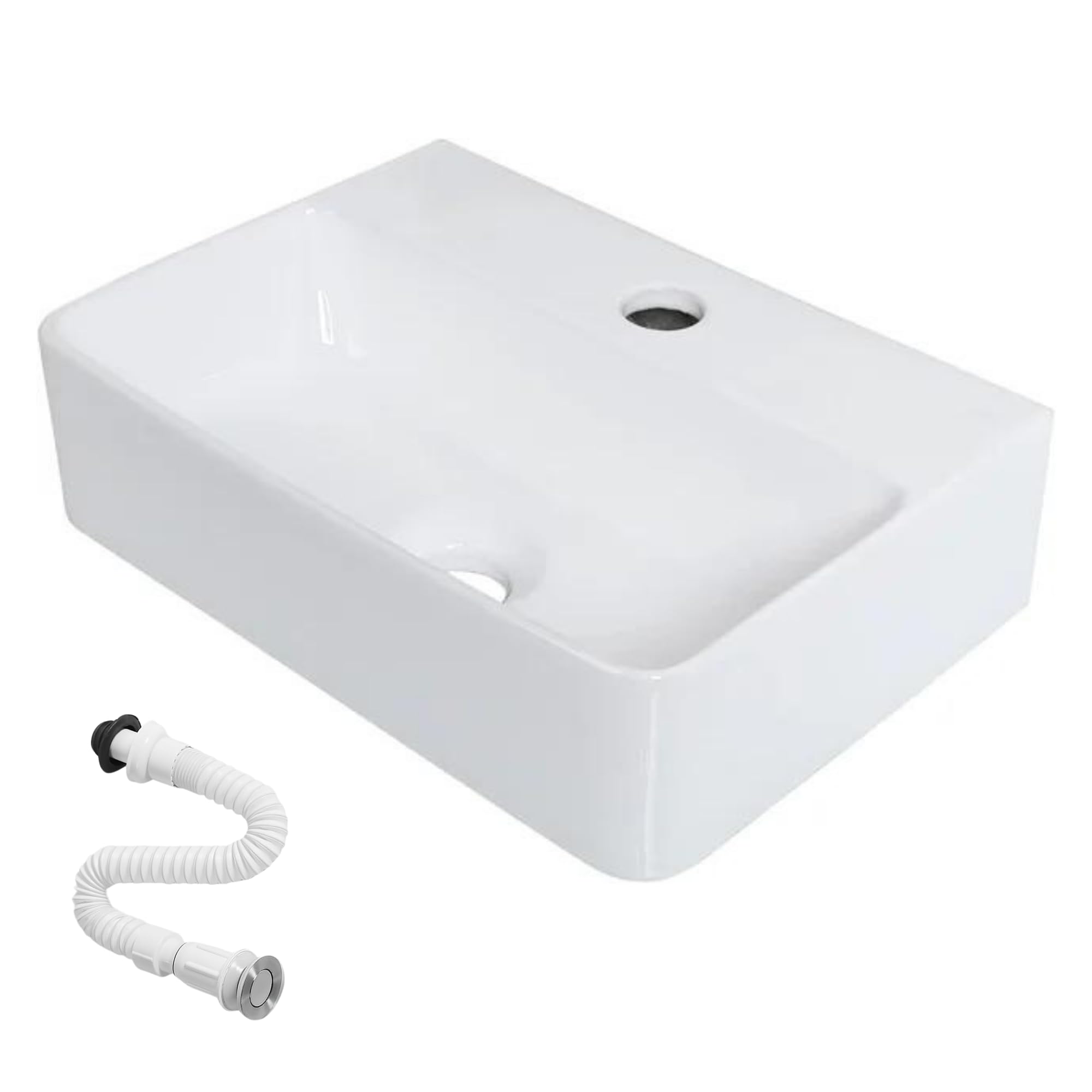 MAGIC SELECT Lavabo en Céramique, Vasque a Poser Blanc, Lavabo de Toilette Anti-Taches, Facile à Nettoyer avec Connexions Standard. Idéal pour la Cuisine ou la Salle de Bain. (36,5x25,5x10,5 CM)