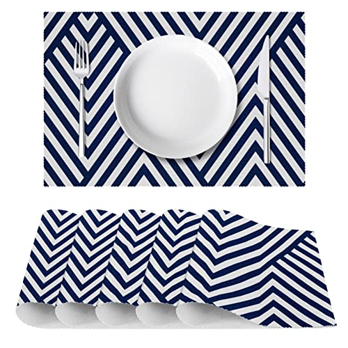 Sets de table à rayures bleues Nave Lot de 6 lavables 30x45 cm - 3