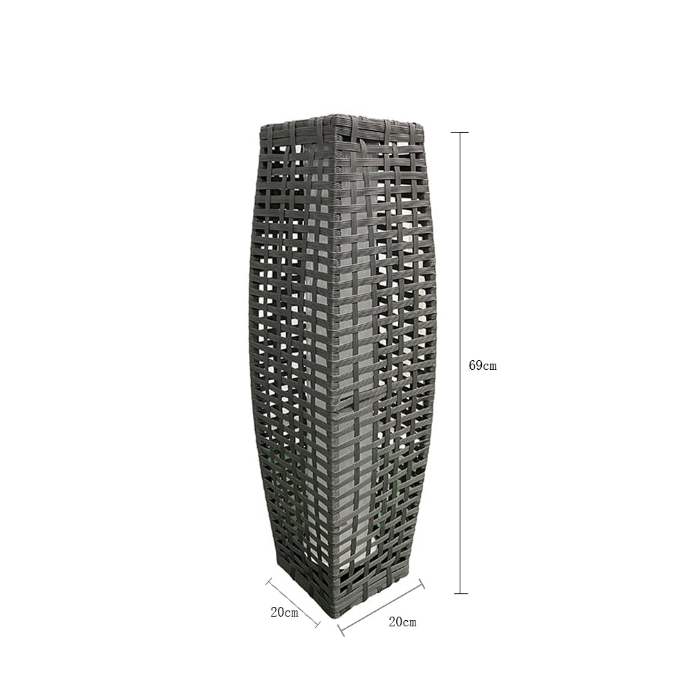 TTDGYYXW So Powered Lámpara de pie para Exteriores IP65 Impermeable WovWicker Light para Terraza Patio GardLn Entrada Porche Gris para Cualquier Espacio al Aire Libre
