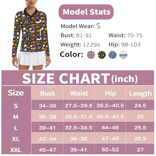 Image of Soneven Womens Golf Shirts Moisture Wicking V Neck Long Sleeve Polo Shirts Collared Tops