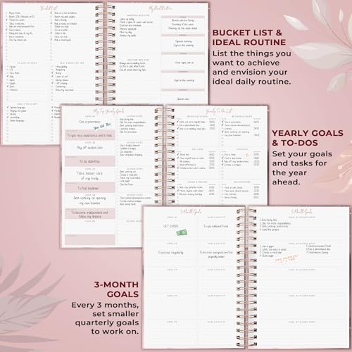 Image of PLANBERRY Large Hourly Schedule Planner Premium - Undated Organizer for Productivity, Time Management & Budget, 8x10.4″ (Rose Gold)