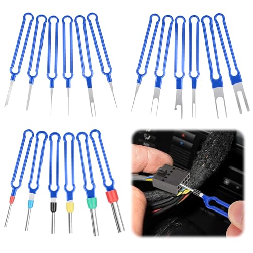 Yuyueda 18 Stück Terminal Entfernung Auspinwerkzeug Auspinwerkzeug Kfz Set Entriegelungswerkzeug Auto Kabel Stecker Terminal Entfernung Werkzeugsatz für Meisten Steckverbinder Terminals-Blau