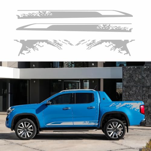 Image of Car Decal Bed Mud Splash Kit Graphic Decal Self-Adhesive Adjustable Gloss Sports Stripe car Sticker Decorative for Pickup Truck Body Sticker taildoor Vinyl Decal Accessories 4PCS 4PCS (Gray)