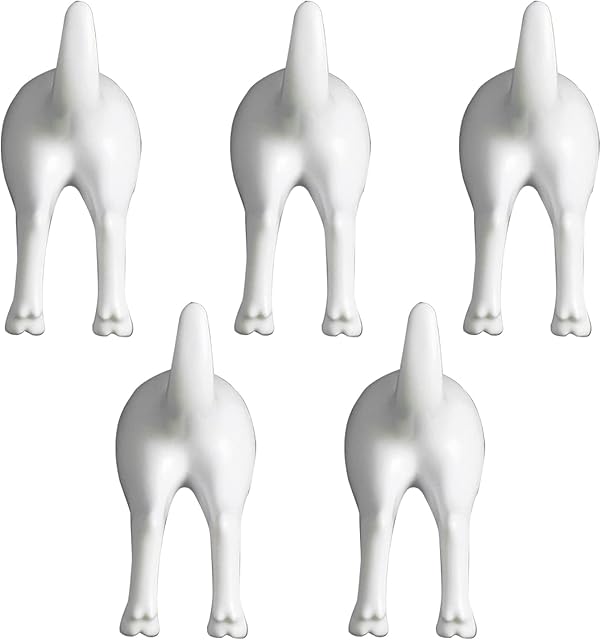 Dog Tail Wall Hook, 5pcs Coat Hooks, Decorative Creative Wall-Mounted Hook Hat Coat Key Wall Mounted Hanger for Hanging Scarves Bags Purses Backpacks