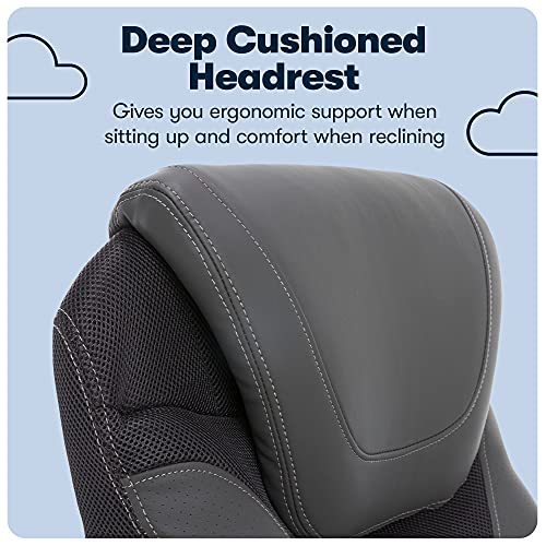Serta Air Health And Wellness Executive Office Chair High Back Ergonomic For Lumbar Support Task Swivel, Bonded Leather, Light Gray #TOP5