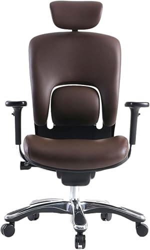 Miniatura 15 de GM Asientos Ergolux de cuero auténtico Executive Hi – Silla giratoria con reposacabezas Base Cromada,, Cuero, Negro Negro