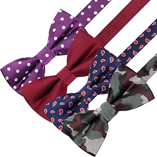 Image of AUSKY 8 PACKS Elegant Adjustable Pre-tied Bow Ties for Men Boys (1&4&5&6&8 Pack for option)