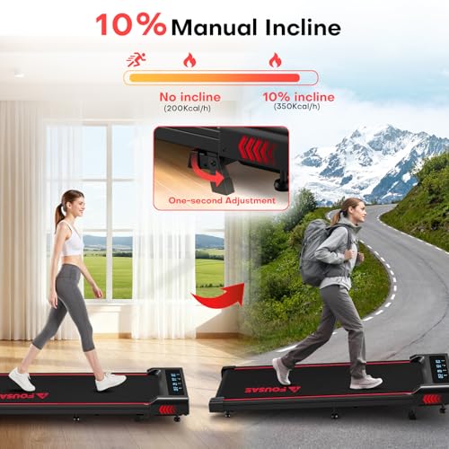 Walking Pad with Incline, FOUSAE 6.2MPH Walking Pad Under Desk Treadmill with 10% Incline, Full Screen LED Display, 2.75HP Brushless Drive, 12 HIIT Programs, Remote Control, 350 LBS Capacity
