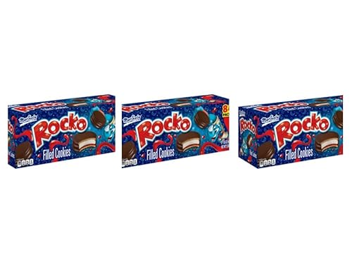 Marinela Rocko - Galletas rellenas de fresa y malvavisco, paquete de 3, 24 unidades