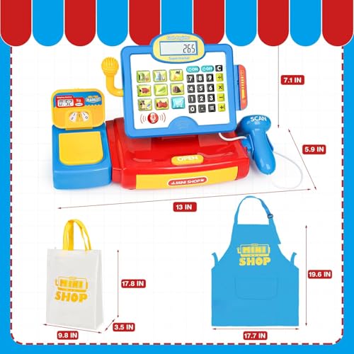 image for Dreamon Cash Register Toy for Kids with Real Calculator, Cashier Regis
