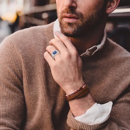 Ring for Men Wedding Promise 925 Sterling Silver Ring Men Square Cubic Zirconia Rings Diamond Jewelry Birthday Gifts for Him Husband2