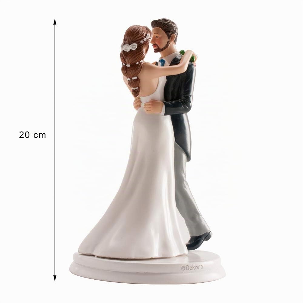 dekora – Figurine gâteau de mariage «Couple Marié Dansant » 16 cm – Décoration de Gâteau de mariage en Résine – Design Original et Détaillé – Cake topper Apte au Contact Alimentaire
