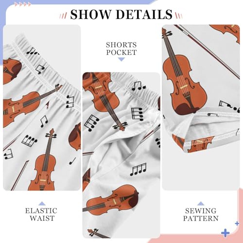 ZZKKO Violins Notes White Boys Pants for Kids Jogger Pants with Pockets S-XL4