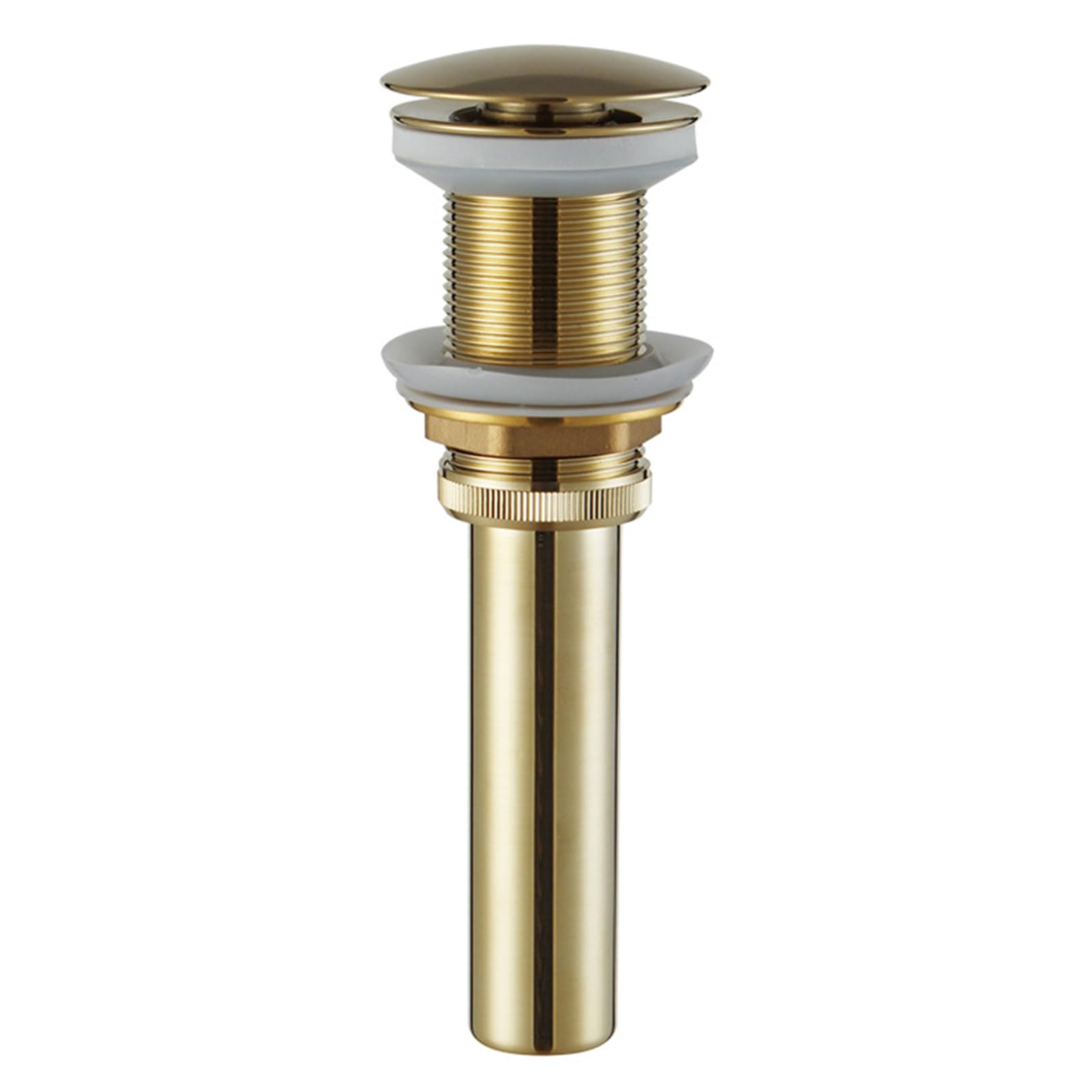 VáLvula Para Lavabo Clic Clac Valvula Click Clack Lavabo DesagüE Lavabo Universal Drenaje Emergente Todo De Cobre,Oro Cepillado,Sin Agujero De Desbordamiento