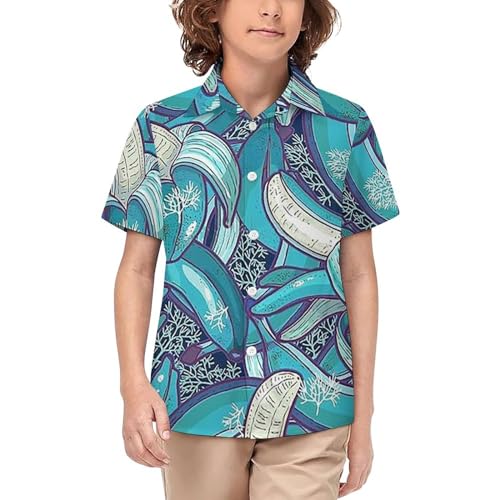 Boys Octopus Hawaiian Shirt Short Sleeve Casual Button Down Shirts Cute Summer Beach Shirts Tops for Kids Teens