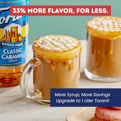 Image of Torani Sugar Free Classic Caramel Syrup 1L Bottle - Keto, Zero Calorie