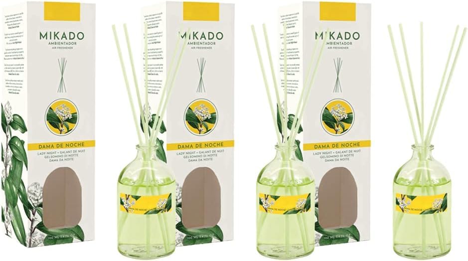 PCMOVILES Mikado Ambientador DAMA DE NOCHE 100 ml – Pack de 3 Unidades – Aroma Fresco y Natural – Difusor de Varillas para Casa, Oficina y Armario