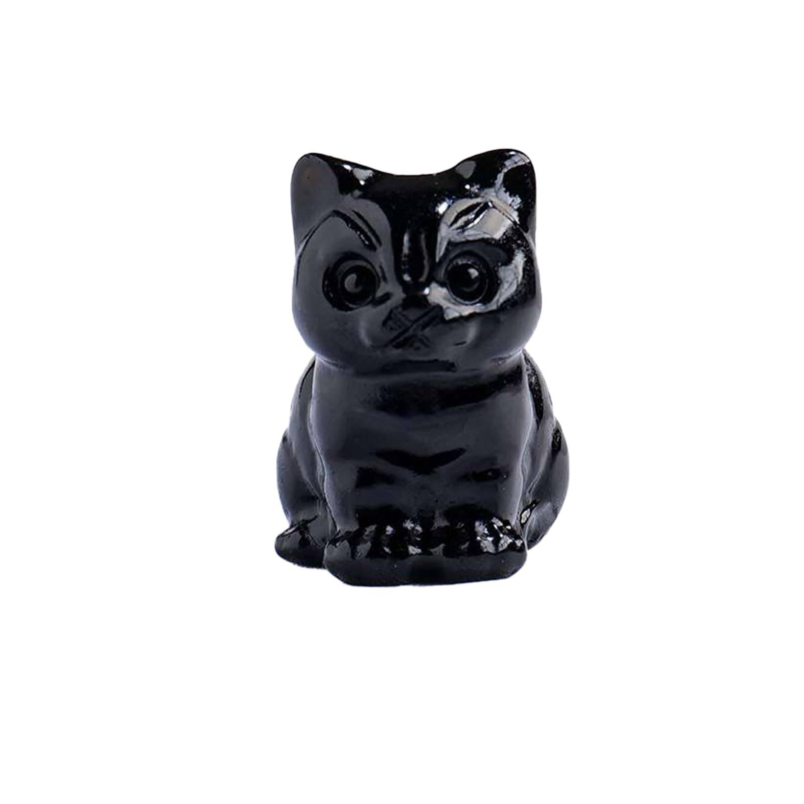 Adornos de gato, cristal curativo de obsidiana negra, accesorios de escritorio, figura tallada de piedras preciosas, adornos para salón, regalos para mujeres, adornos de gato (obsidiana negra)