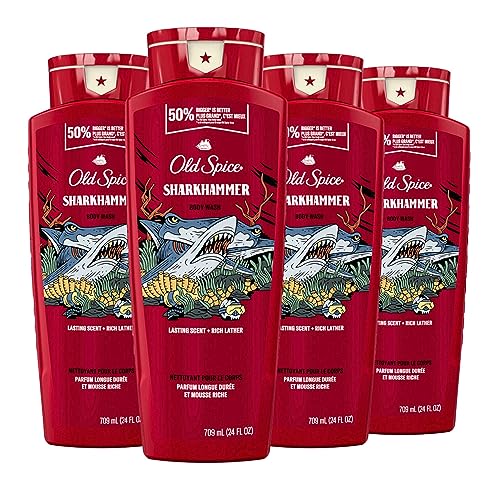 Old Spice Body Wash for Men, Sharkhammer, Long Lasting Lather, 24 fl oz (Pack of 4) Old Spice Body Wash for Men, Sharkhammer, Long Lasting Lather, 24 fl oz (Pack of 4)