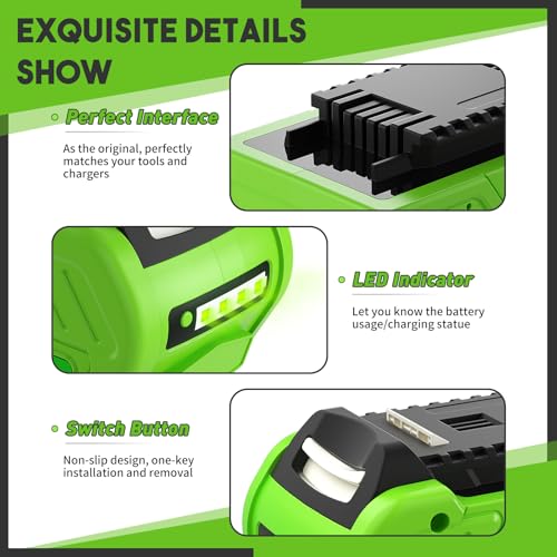 Image of Bonacell 2Pack 6.5Ah Replacement for Greenworks 40V Battery 29462 29252 20202 22262 25312 25322 20642 22272 Compatible with Greenworks 40V Cordless Power Tools