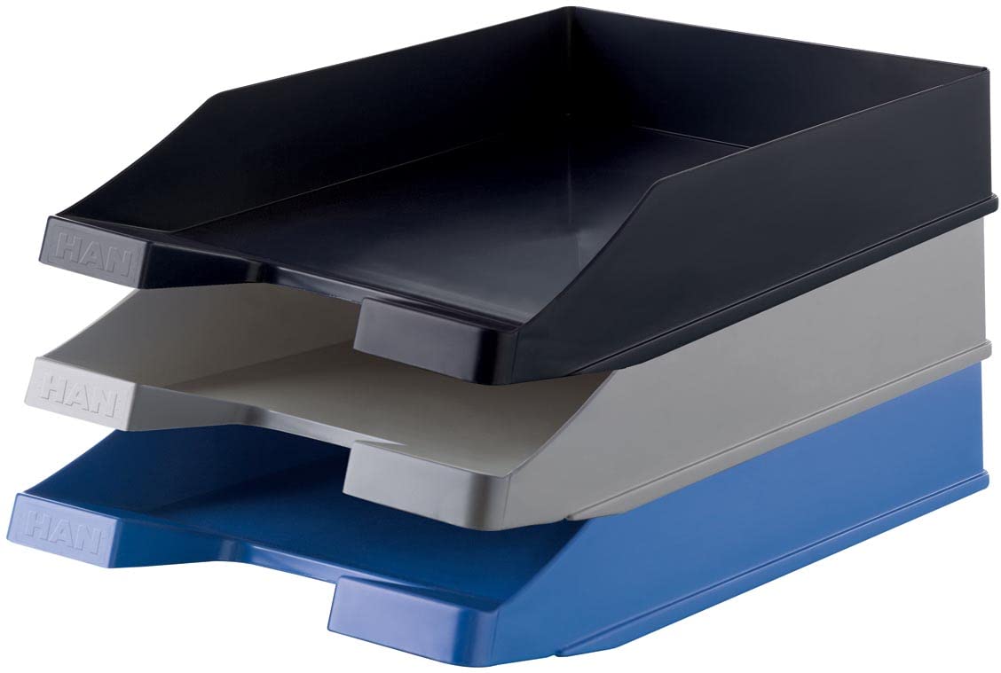 HAN Briefablage KLASSIK KARMA - 10 STÜCK, 80-100% recycled, BLAUER ENGEL zertifiziert, Dokumentenablage, Briefkorb, Briefhalter, Papierablage, bis Format A4/C4, 10278-16, öko-blau