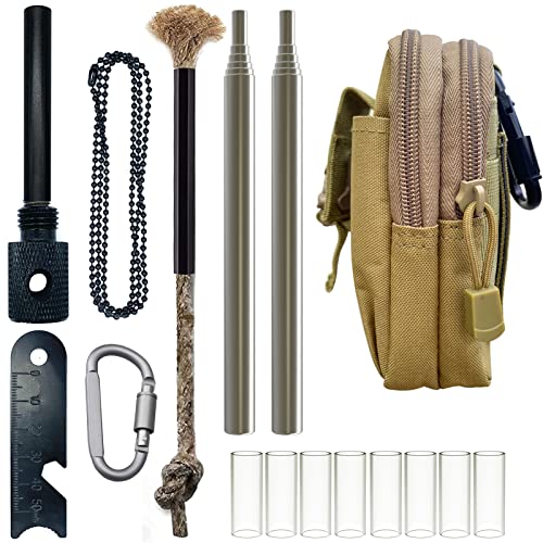 OTXEER Fire Starter Kit, Ferro Rods with Striker, Pocket Size Fire Bellow x 2, Hemp Wick with Adjustable Metal Tube, Silicone Tips, All Packed into Multifunctional Outdoor Bag with Large Hook OTXEER Fire Starter Kit, Ferro Rods with Striker, Pocket Size Fire Bellow x 2, Hemp Wick with Adjustable Metal Tube, Silicone Tips, All Packed into Multifunctional Outdoor Bag with Large Hook