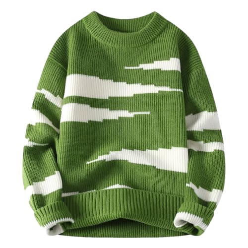 Mens Casual Sweaters Soft Warm Printing Long Sleeve Sweater Men Loose Pullovers