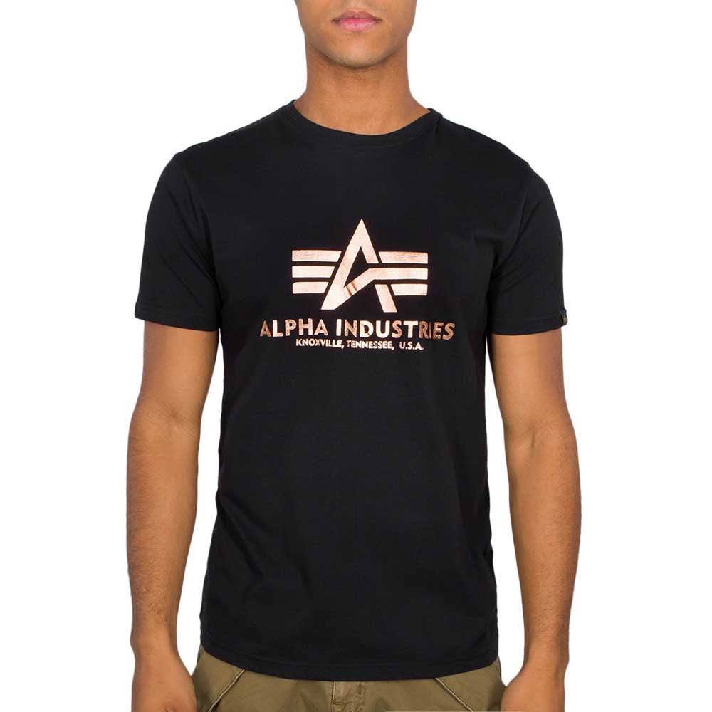 Alpha Industries Basic Foil Print T-Shirt for Men Black/Gold