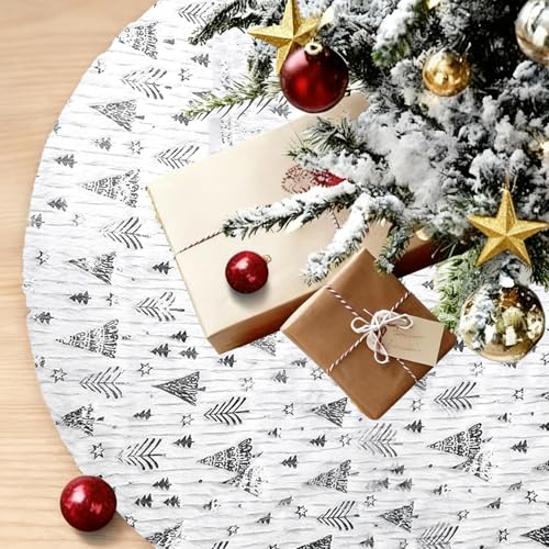 SilverChry Falda Cubre Pie para Arbol Navidad de 120cm, Christmas Tree Skirt, Cubre Pie de Árbol, Manta de Árbol, Christmas Tree Skirt, Se Utiliza para Decorar Los de Navidad (Plata)