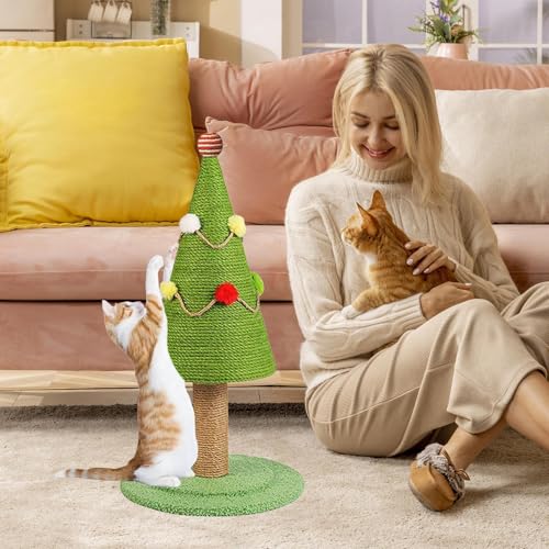 Arbre de Noël à gratter pour chat et chaton d'intérieur avec planche en sisal - 3
