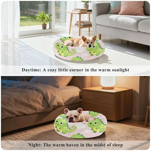 Lit antidérapant pour chien et chat taille M vert motif dinosaure - 5