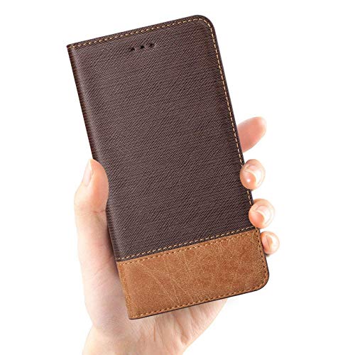 Image of ClickCase for Realme Narzo 20 pro Blazer Series Cloth & Leather Wallet Flip Case Kick Stand with Magnetic Closure Flip Cover for Realme Narzo 20 pro (Brown)