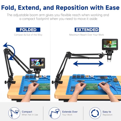 Image of 4.3 Inch Digital Soldering Microscope with C-Clamp