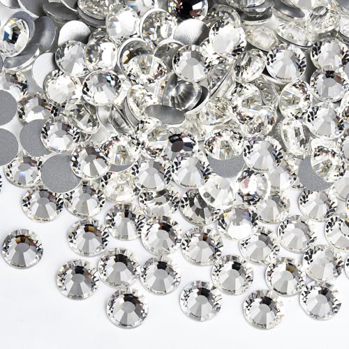 Image of 288pcs Flat Back Rhinestones Round Gems for Nail Art and Craft Glue Fix,Bedazzling Decorations SS34,7.2mm,0.28inches Crystal