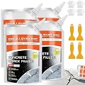 Concrete Crack Filler 4 Pack, Self Leveling Cement Crack Sealant, High Elasticity Waterproof Repair Caulk for Driveway, Patio, Walkway, Slab, Joint, Outdoor & Indoor – Quick Drying, Grey