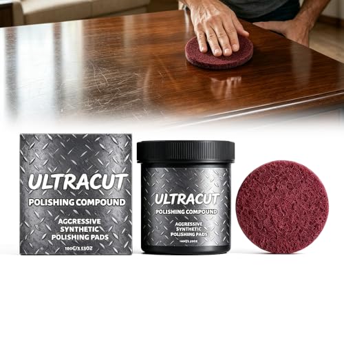 Image of All in One Surface Restoration Polish with Pad, Ultracut Polishing Compound for Wood Furniture Surface Polishing Scratch Remover Compound for Leather Wood Marble Countertop Cookware Ovens Sinks (1)