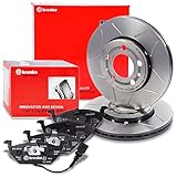  BREMBO Sport Max Bremsenset Vorderachse inkl. Geschlitzte Sport-Bremsscheiben Vorne Ø 256 mm Belüftet und Bremsbeläge Vorne + Verschleißkontakt