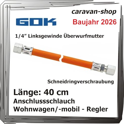 Gasschlauch 40 cm Winterfest für Caravan, Wohnmobil, Wohnwagen Gasanlage Propan 2026