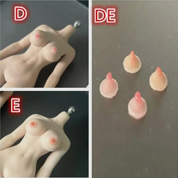 RoofWorld 1:12 Scale Female Figure Breast Props Nipple Stickers Rubber Material Fit 62-Inch PH TBL Action Bodies for Collection & Decoration (Model D+E+Female Bottom Shape) by RoofWorld - Used condition - Image 3