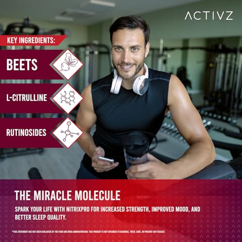Image of ACTIVZ NitroxPro Drink Powder - Beets, L-Citrulline, Rutinosides, CyLoc Dextrin & DexKey for Nitric Oxide, Cardiovascular Support, 6.0 oz (171g)